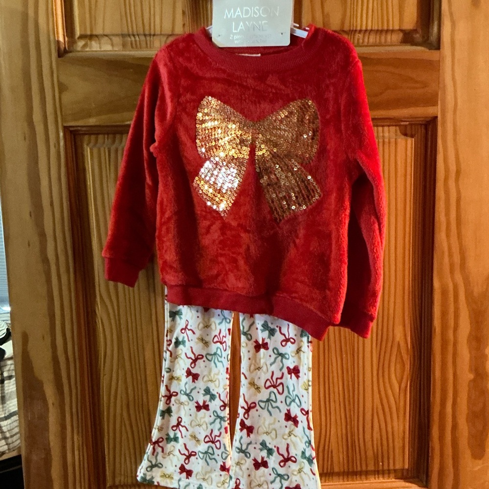 Madison Red and Gold Bow Kids  Set